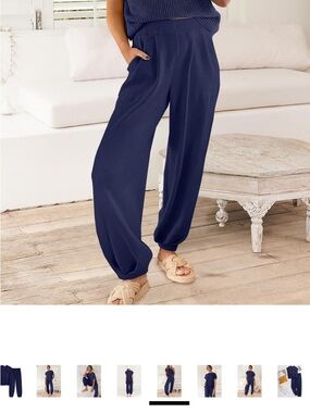 Cozy Navy Knit Lounge Pants